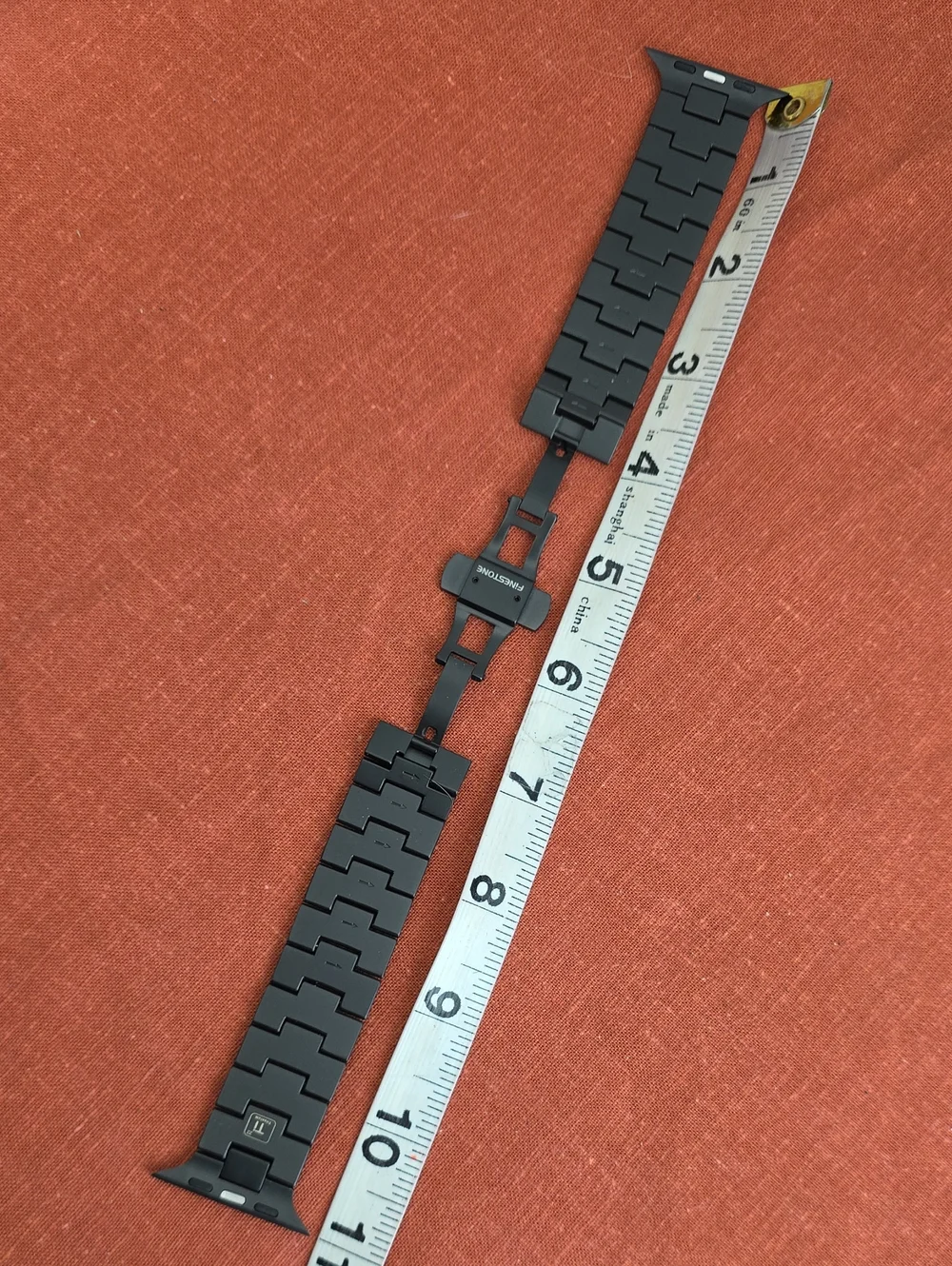 Finestone CRNS03 Titanium Apple Watchband With Butterfly Clasp, Black